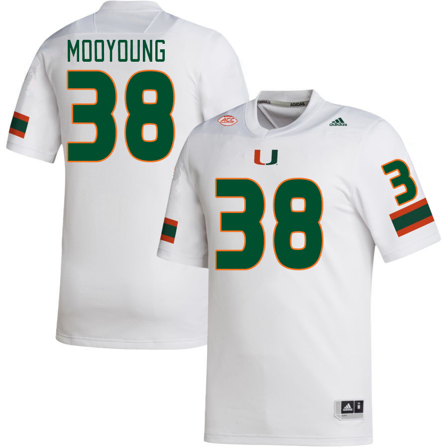 Men #38 Myles Mooyoung Miami Hurricanes College Football Jerseys Stitched-White